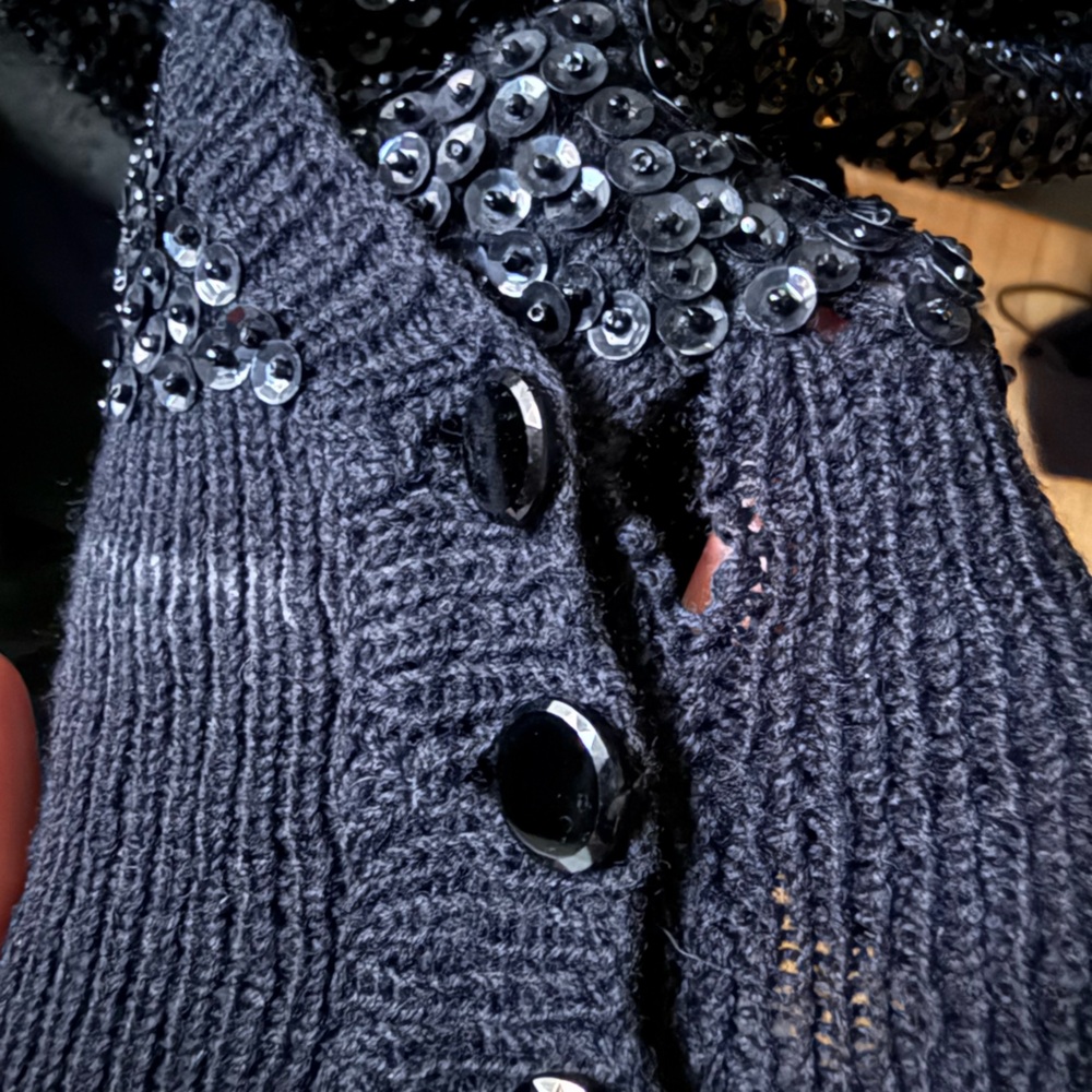 Vintage 1960s Lord and Taylor Sequin Wrap Sweater - Picture 3 of 5
